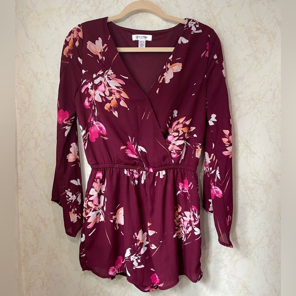 Arizona Jean Co Burgundy Floral Romper